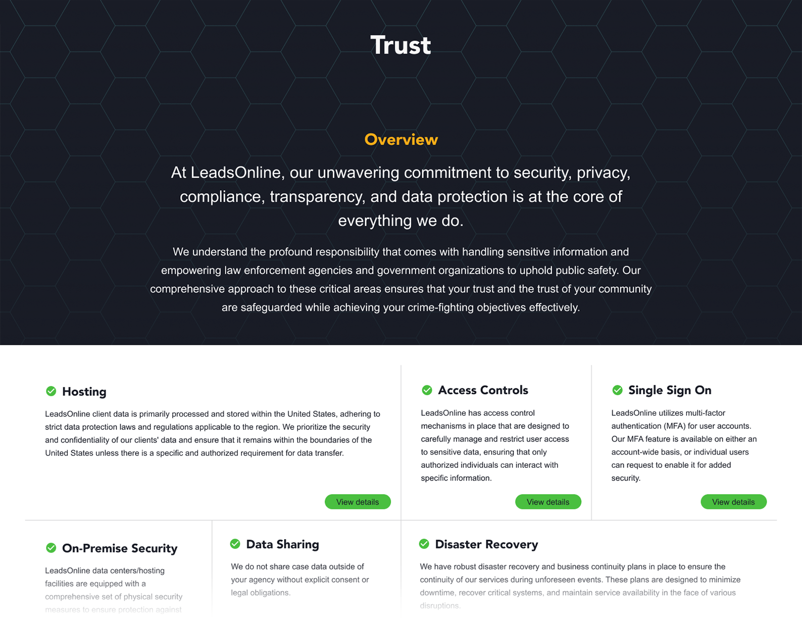 LeadsOnline Trust Center Concepts